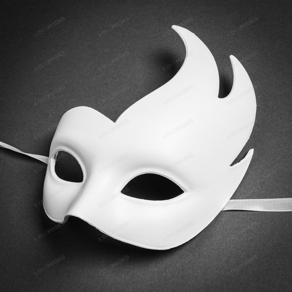 Venetian Half Moon Masquerade Costume Prom Eye Mask - White - Picture 4 of 6